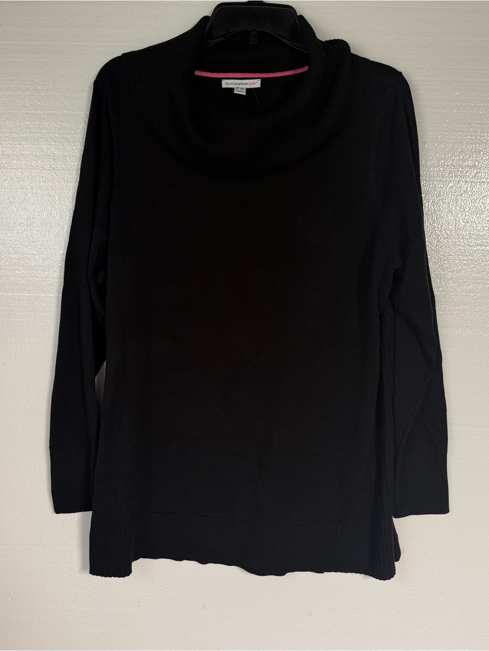 Isaac Mizrahi Live Women 1X Black Cowl Neck Long Sleeve Tunic Sweater Rayon